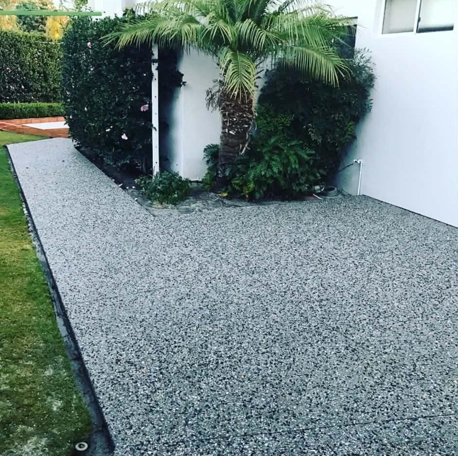 Exposed aggregate garden pathway