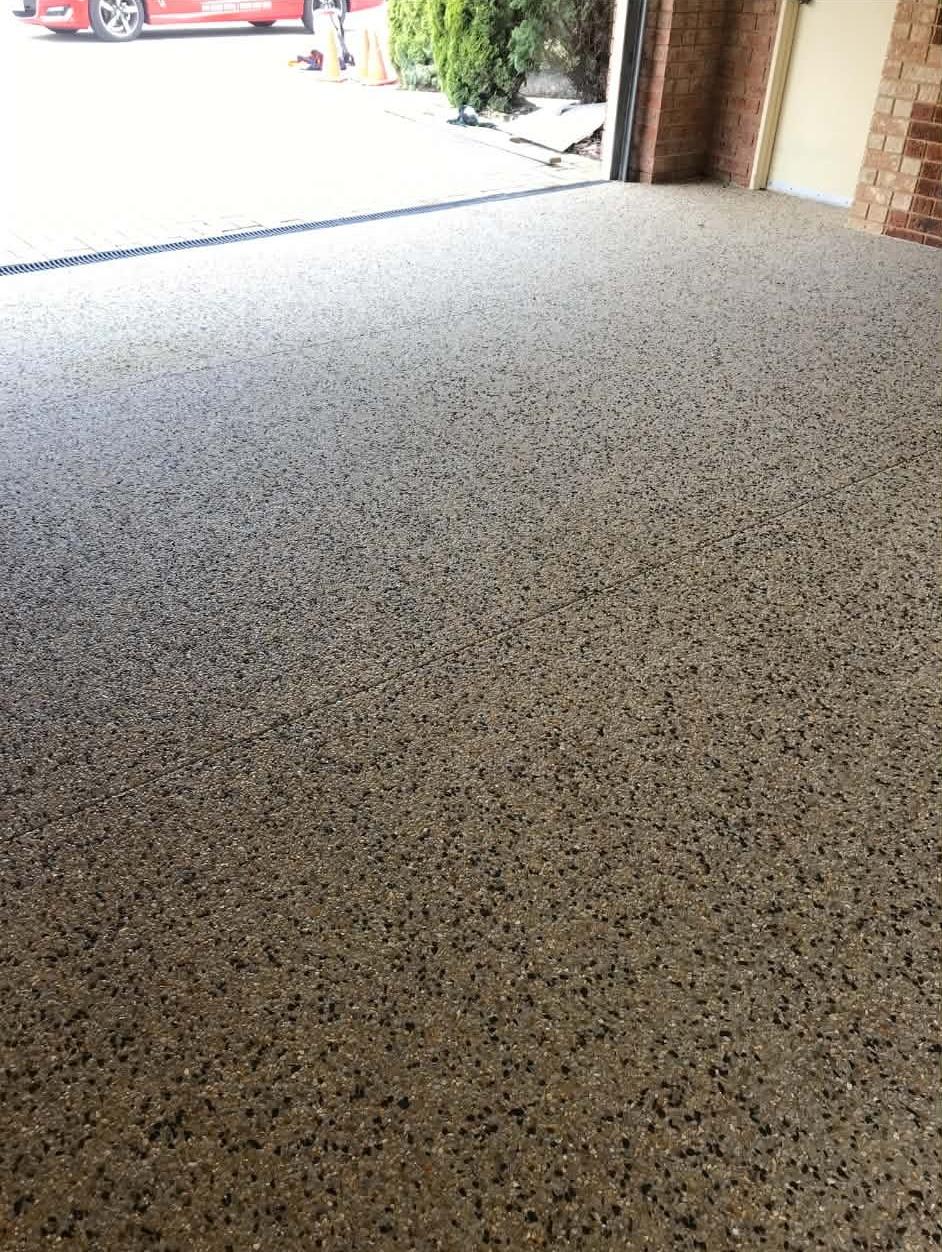 Honed concrete garage floor